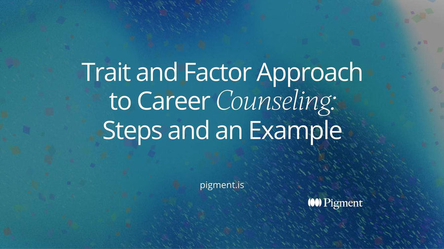 Abstract cover for the trait and factor approach to career counseling: a cluster of soft shapes on the left meeting a matching grid of shapes on the right