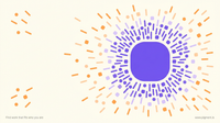Abstract composition of many small marks converging on one large violet form, with a few scattered outliers, representing 2,367 people converging on the same word for what they want from their careers