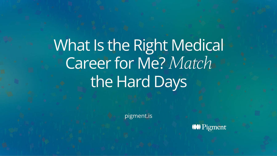 Abstract geometric cover for an article on what is the right medical career for me, showing a row of varied shapes with one shape aligned to a matching form beneath it