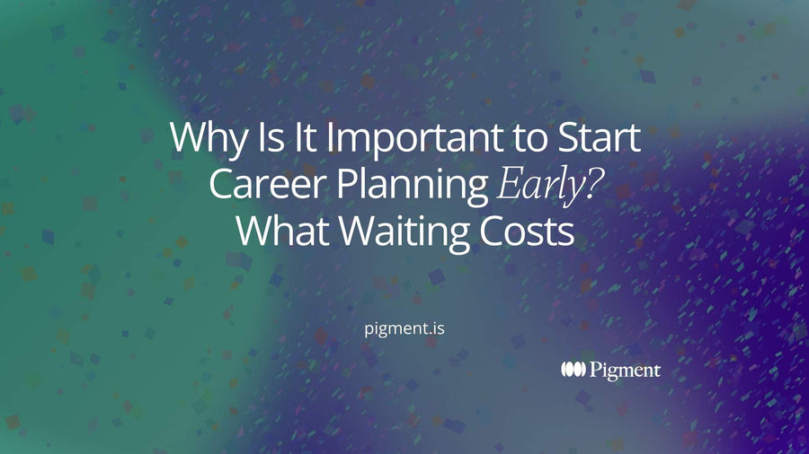 Abstract cover for why is it important to start career planning early: small pastel circles branching into several paths on cream.