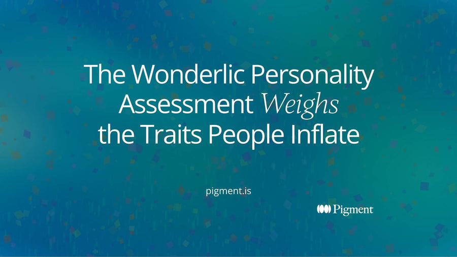 Abstract cover for a Wonderlic personality assessment guide: five soft bars, two pushed taller than the rest, for the two traits applicants inflate most