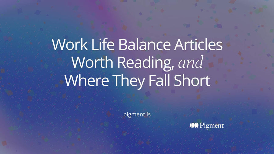 Abstract composition on cream: three pastel groups of shapes with one violet shape where they meet, for work life balance articles that point toward work that fits you.
