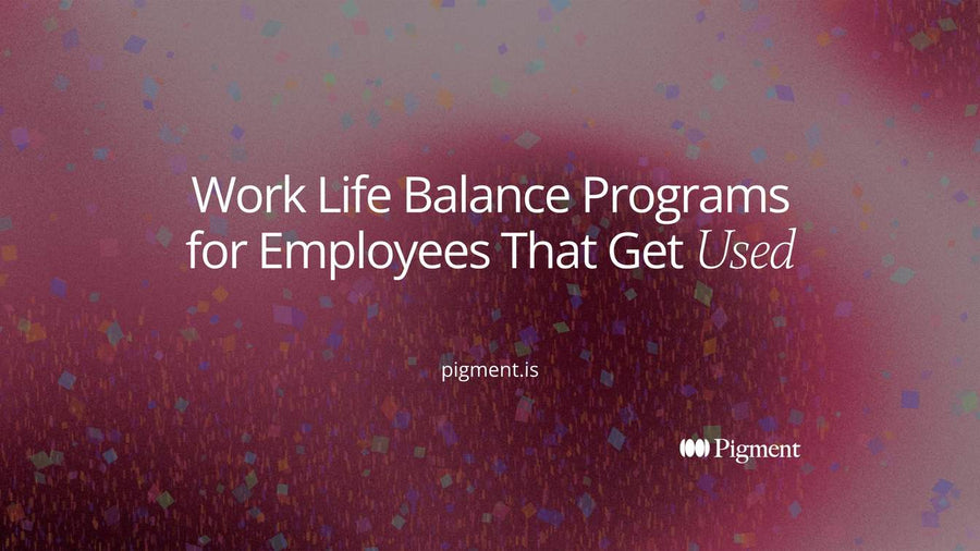 Abstract composition on cream: five soft shapes in a row, one filled in violet, standing for the five types of work life balance programs for employees and the one most lists miss.