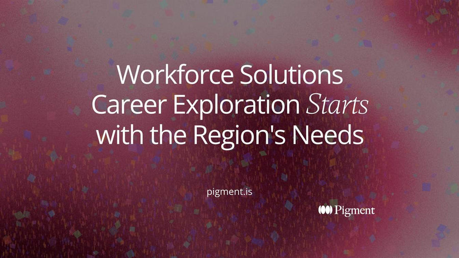 Abstract cover for workforce solutions career exploration: a grid of small cream blocks with one lavender block standing apart from a cluster of peach blocks.