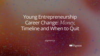 Abstract cover for a guide to a young entrepreneurship career change: a small charcoal circle stepping up a rising path of peach, lavender and mint shapes on cream.