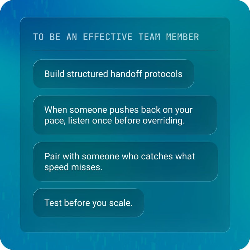 Career alignment guidance from the Career Self-Discovery Assessment on being an effective team member with structured handoff protocols
