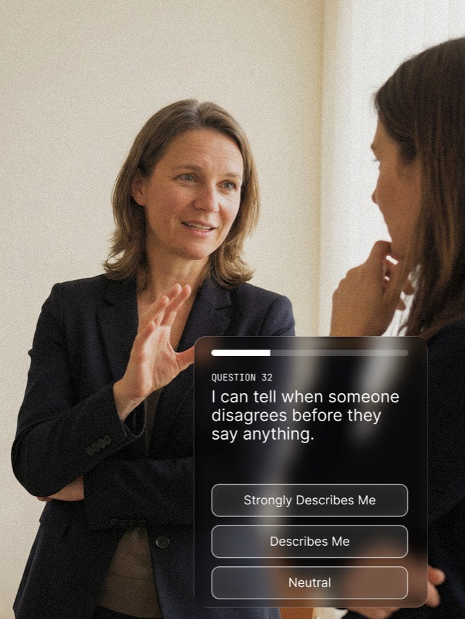 Career Self-Discovery Assessment question screen rating a statement with response options