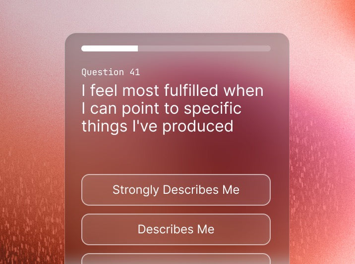 Pigment career self-discovery assessment question 41 about feeling fulfilled at work