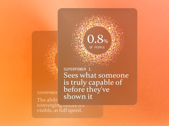 Pigment Superpower Profile result showing a 0.8 percent rare superpower of recognizing what someone is truly capable of